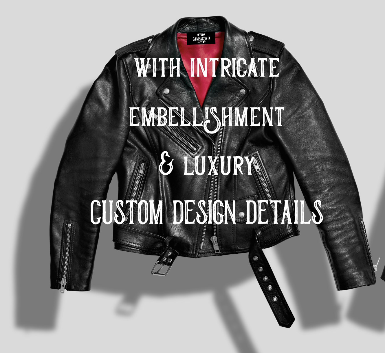 Leather jacket with INTRICATE embellishments/trims/embroidery/etc & custom design details