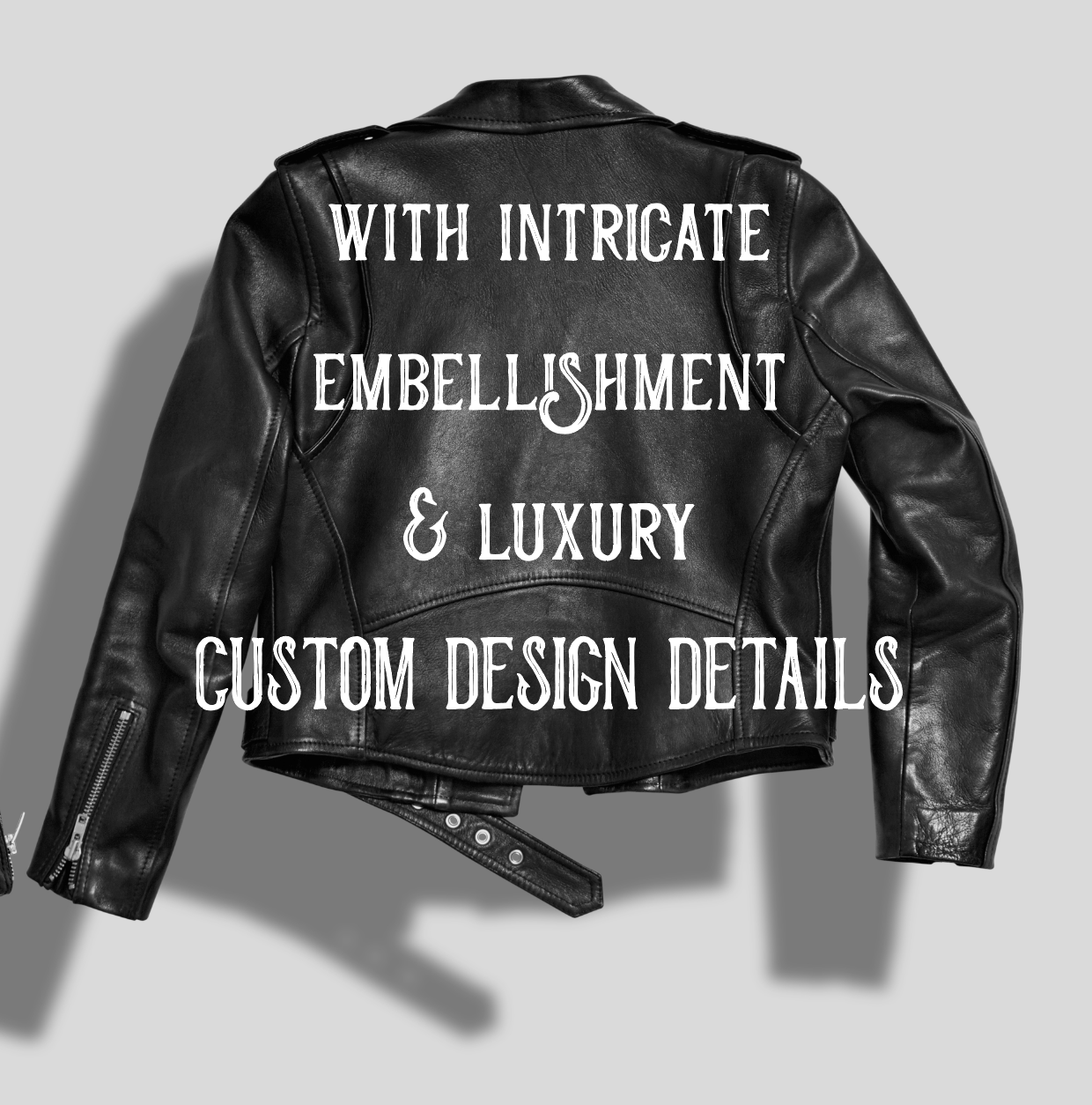 Leather jacket with INTRICATE embellishments/trims/embroidery/etc & custom design details